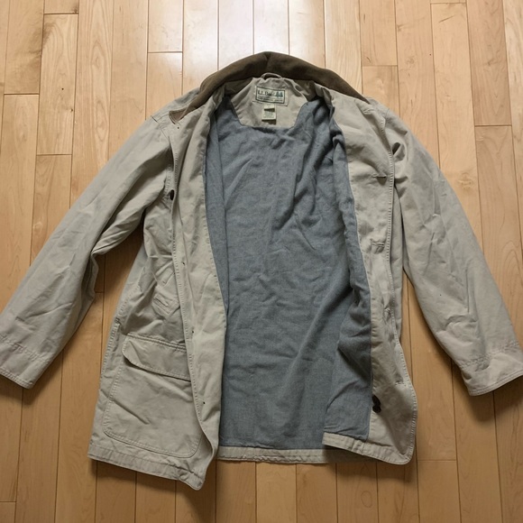L.L Bean Barn Jacket. Mens Large. Beige/Brown corduroy collar. Clean - Picture 2 of 2
